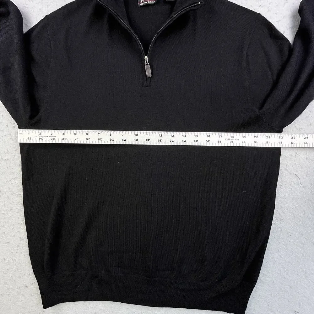 Jos A Bank Signature Collection Merino Wool 1/4 Zip Sweater Men's Large Black